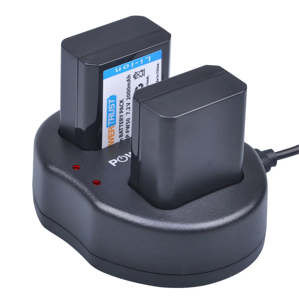 2x2000 мАч NP-FW50 NP FW50 NPFW50 батареи + USB двойное зарядное устройство для Sony Alpha a6500 a6300 a7 7R