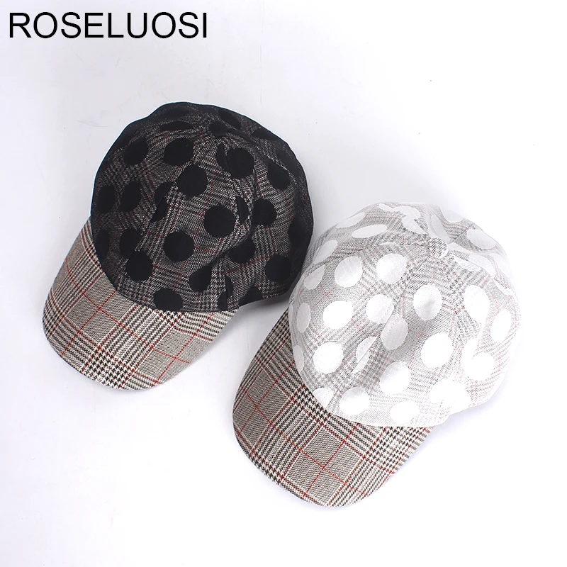 

Женская Бейсболка ROSELUOSI, новейшая бейсболка в клетку и в горошек, в стиле пэчворк, Мужская бейсболка