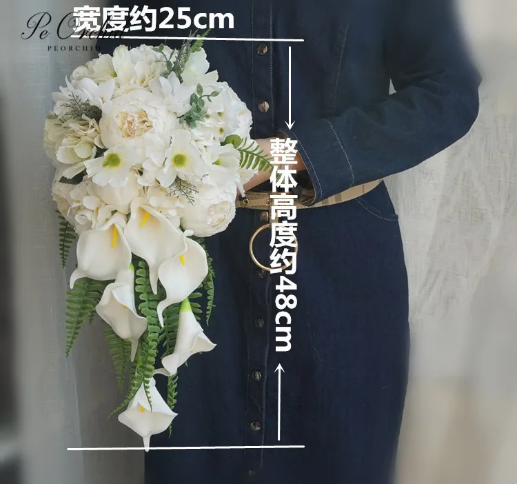 PEORCHID водопад Свадебные цветы Свадебный букет для невесты Ramo De Novia Искусственный