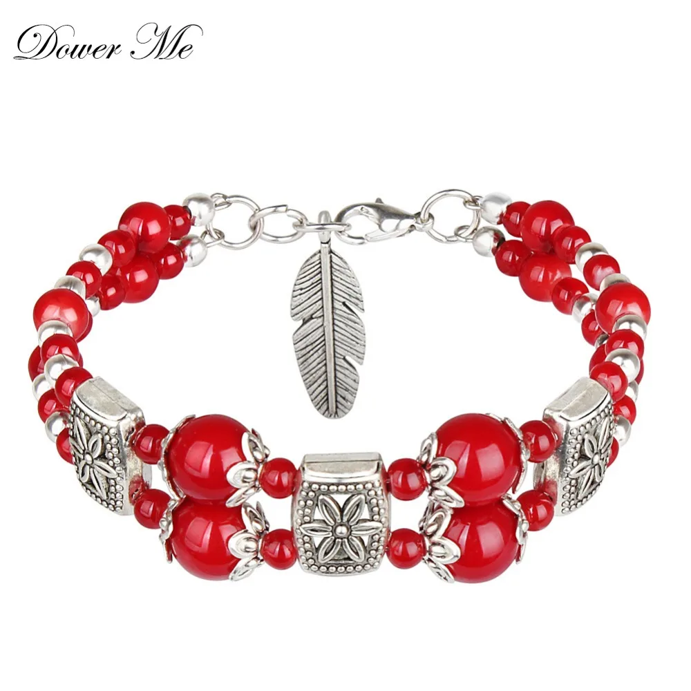 Dower Me красный BOHO Браслеты для Для женщин Шарм Бусины браслет цепочка Pulseira masculina