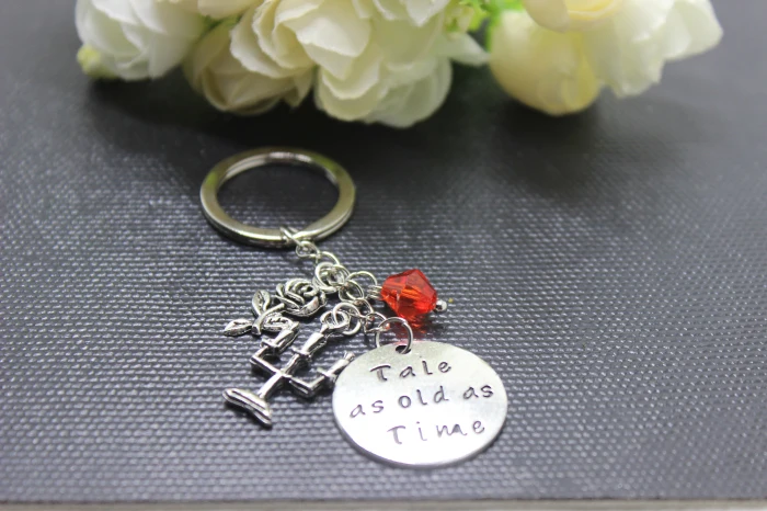 Брелок Beauty and the Beast 12 шт./лот винтажная серебряная подвеска в виде ключа|key chain|pendant