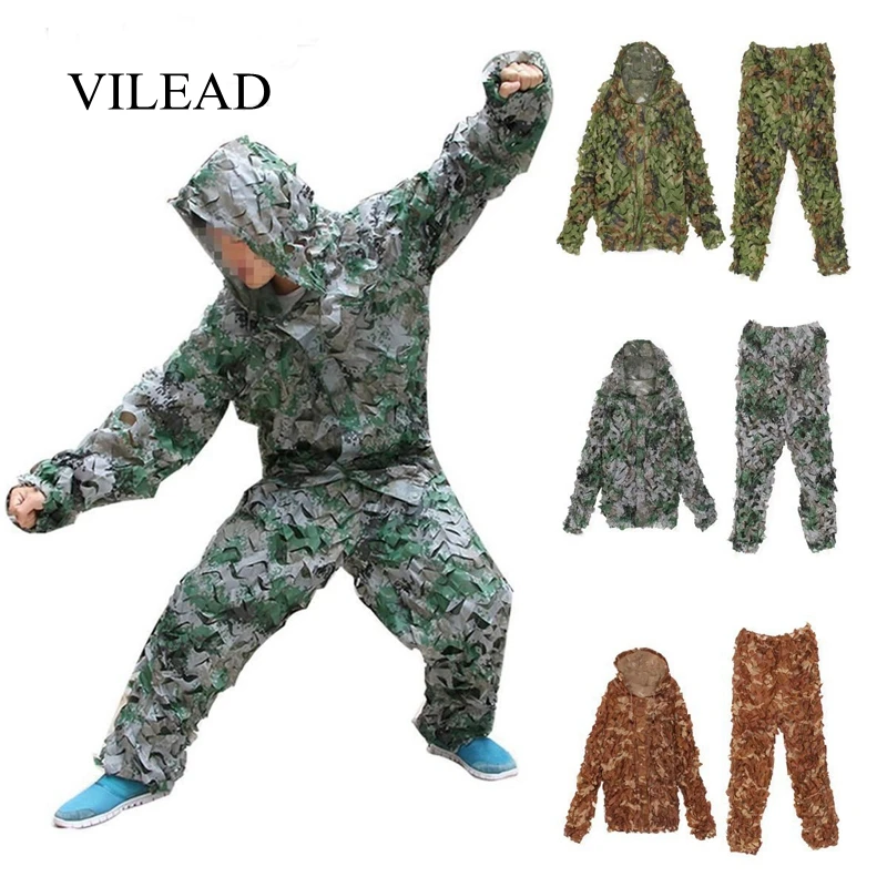 VILEAD 3 цвета 3D ghillie Костюмы Военная камуфляжная охотничья одежда снайперская одежда армейская страйкбольная Униформа тактическая бионическая для мужчин