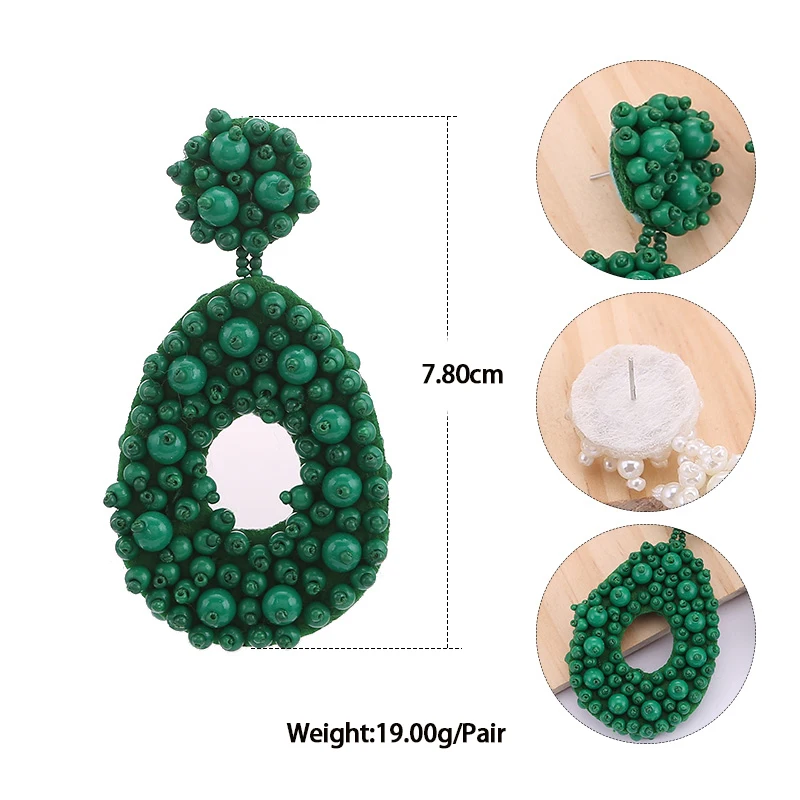 

Sehuoran Statement Earrings For Women Bohemian Large Beads Fringed Boho Drop Earrings Pendant Fashion Jewelry Wedding Party Gift