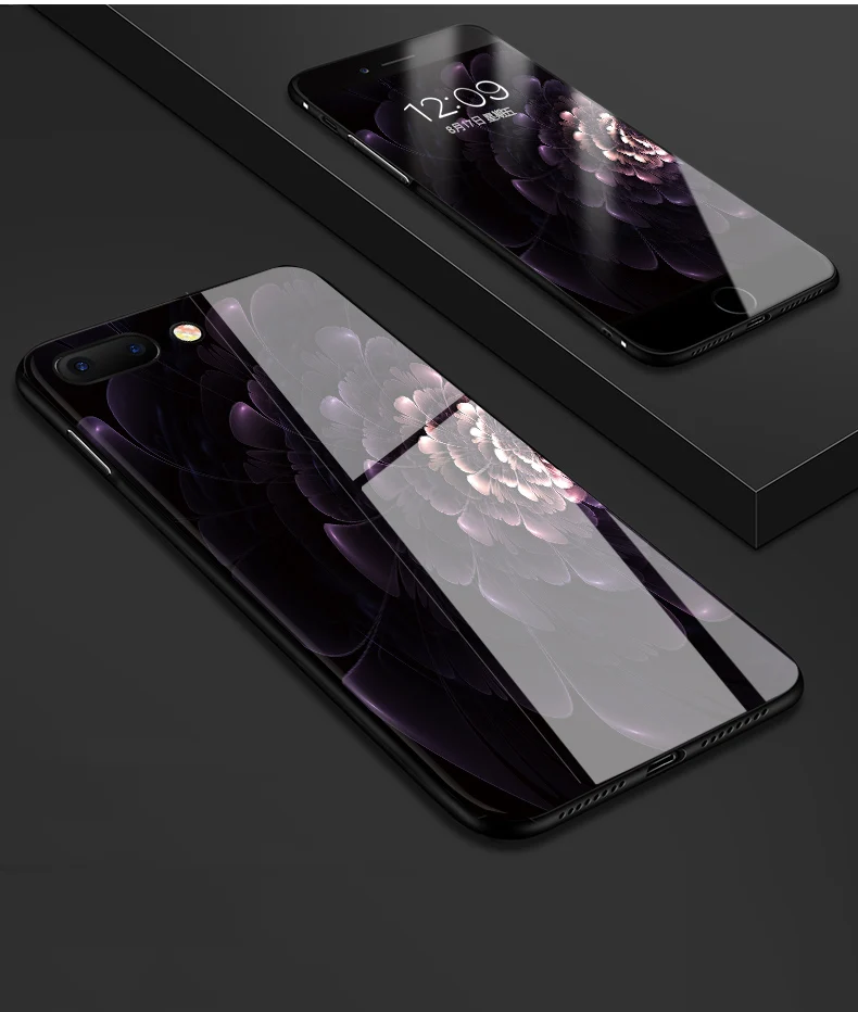 IIOZO чехол из закаленного стекла для телефона для iPhone 8, 7, 6, 6s Plus, чехол с цветком розы, противоударный чехол для iPhone 7, 8 Plus, оболочка