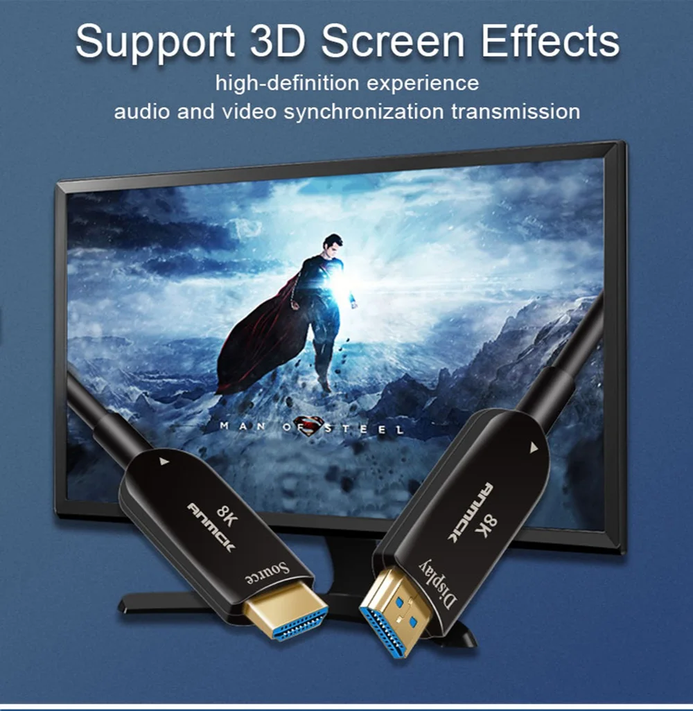Оптоволоконный HDMI кабель Anmck 2 1 0 поддержка Ultra HD 8K 120 Гц 4K 60 48 Гбит/с с аудио и Ethernet