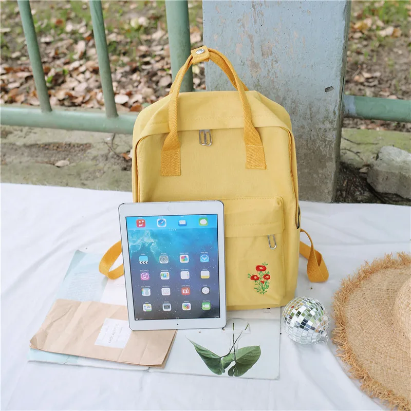 Flower Embroidery Women Canvas Backpack Large Capacity School Bags for Girls Fashion Korean Style Student Travel Backpacks 2018 | Багаж и