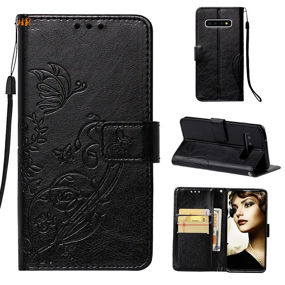 Кожаный чехол для samsung Galaxy J4 J6 A6 A7 A750 Fundas S10 S10e Plus чехол-книжка с бабочкой кошелек