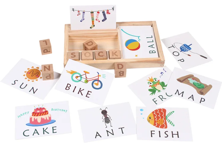 

Wood Spelling Words Game Kids Early Educational Toys for Children Learning Wooden Toys Montessori Education Puzzle Toy