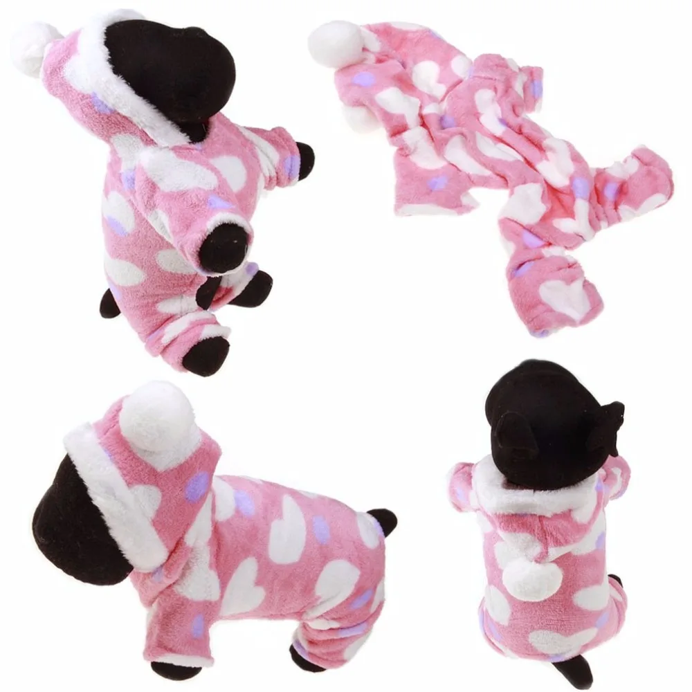 Lovable Dogs Hooded Sweatshirt Pink Heart Printing Cotton Pets Puppy Coat Animals Clothes For Teddy Chihuahua | Дом и сад