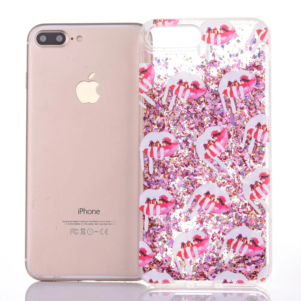 FQYANG Блестящий Алмазный чехол для IPHONE XS X 8 7 губ с рисунком динамическая жидкость