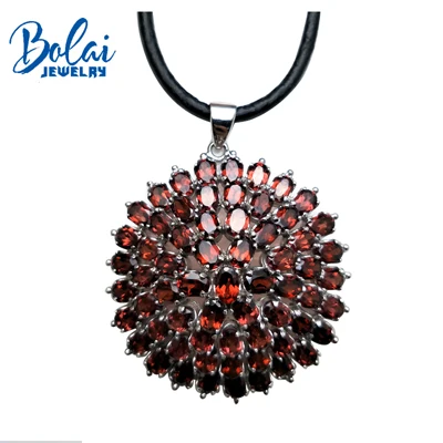 Bolaijewelry, роскошные вечерние подвески и ожерелья, натуральный красный гранат, серебро 925 пробы, хорошее ювелирное изделие, рождественский подарок - Цвет камня: garnet