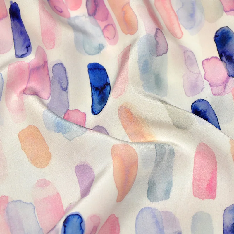 Wide silk double crepe printed clothing dress shirt fabric ink graffiti free shipping | Дом и сад