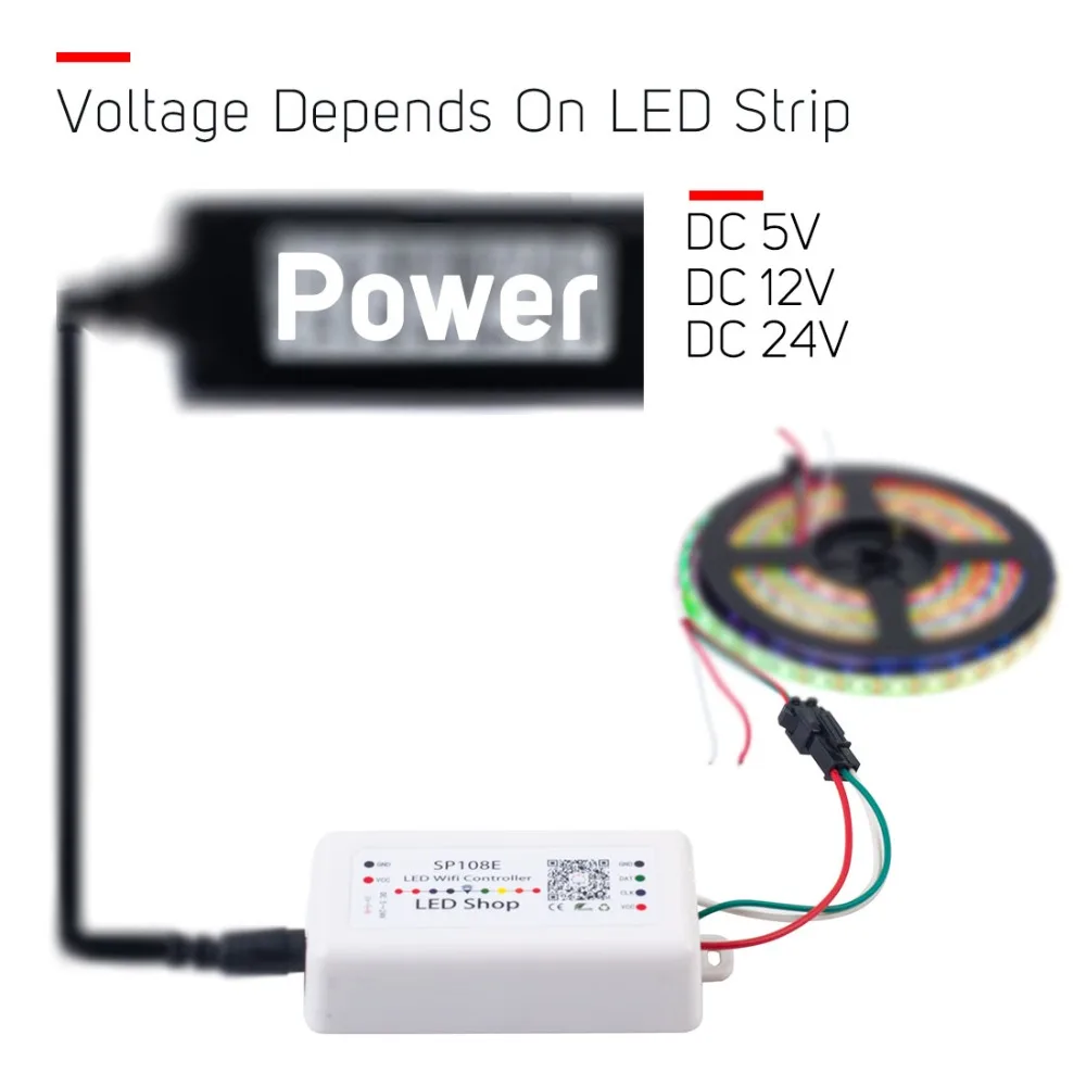 DC5-24V SP108E светодиодный Wifi волшебный регулятор WS2812B WS2813 и т. д. светодиодная лента света Смарт-приложение Беспроводной Управление Max 2048 Пиксели