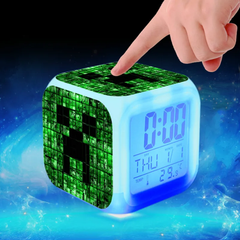 2 Детский будильник Led мультфильм klok изменение цвета reveil стол reloj despertador цифровой будильник Пробуждение светильник - Цвет: 2