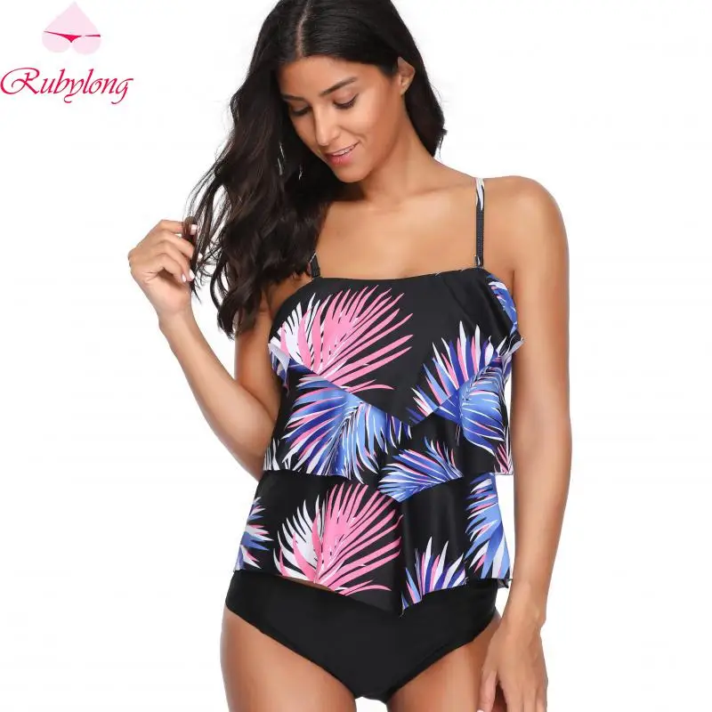 Rubylong Swimwear New Two Piece Swimsuit Women Strap Tankini Set Vintage Bathing Suit Beach Wear Push Up Monokini Swim | Спорт и