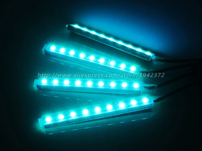 4 шт. 5050 SMD 10W декоративный светильник для салона автомобиля, светодиодный светильник для сигарет, беспроводной пульт дистанционного управления/музыка/Голосовое управление