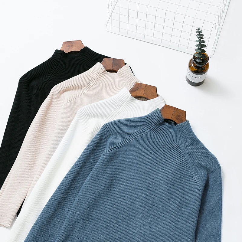 2018 зимние Для женщин модные однотонные вязаные Свитеры для и Пуловеры женские