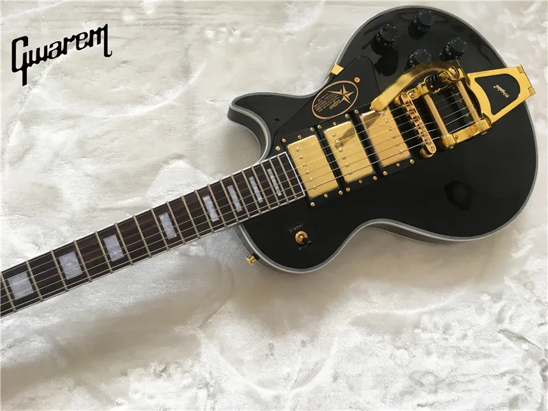 Электрогитару gwarem LP Пользовательские черный Бити гитара/Bigsby тремоло/гитара в