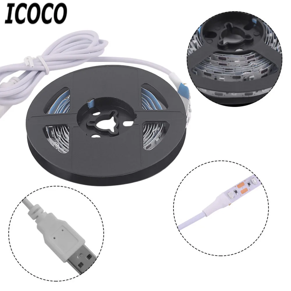 ICOCO USB Светодиодная лента SMD3528 200 см гибкая светодиодная лампы Рождественская