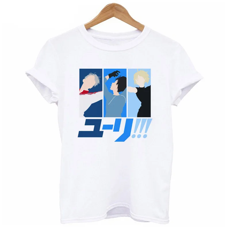 Женская футболка с аниме Yuri on Ice белая Повседневная круглым вырезом WT204|white short|t