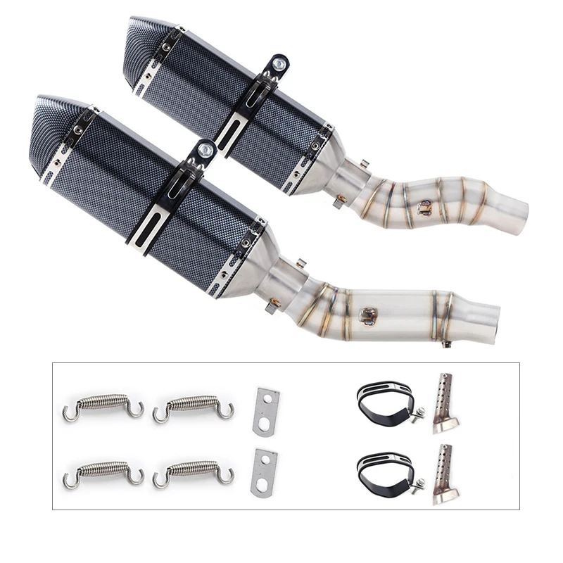 

Motorcycle Full System Exhaust Muffler Escape Middle Link Round Pipe Slip On For Kawasaki Z1000 2010-2017