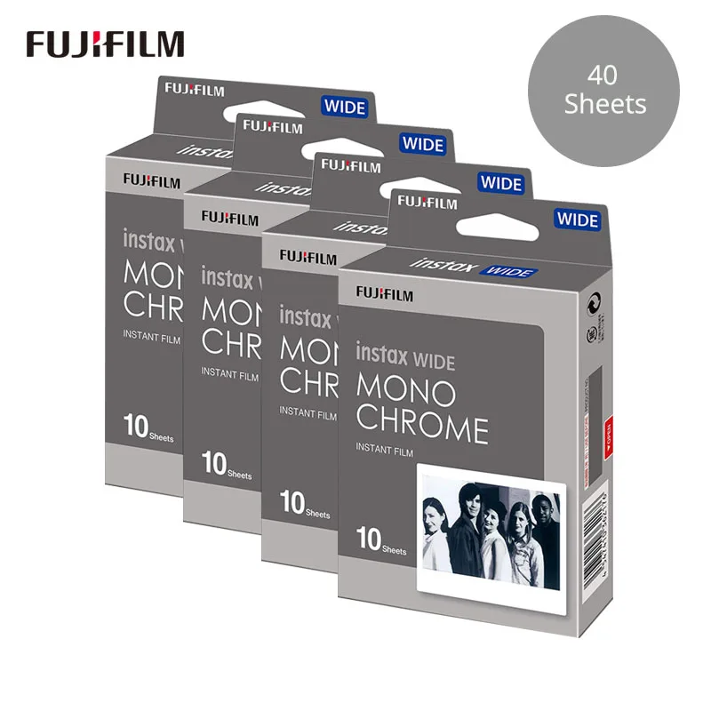 40 Sheets Monochrome 10-50 листов для Fujifilm Instax WIDE Film Фотобумага монохромный для цифровой фотокамеры Fuji Instax WIDE 210 200 300 100 500AF пленка глянцевая фотобумага для Камера - Цвет: 40 Sheets Monochrome