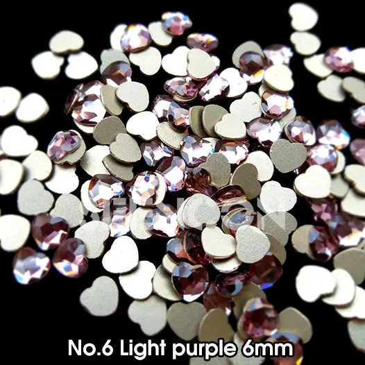 6 light purple Япония nail art 10 шт./лот 6 мм надписи Sweet Love Heart Стразы для маникюра, высшее качество, аксессуары со стразами с плоской задней частью - Цвет: 6 light purple