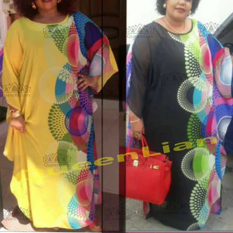 Женское длинное платье Дашики шифоновое традиционное свободное большого