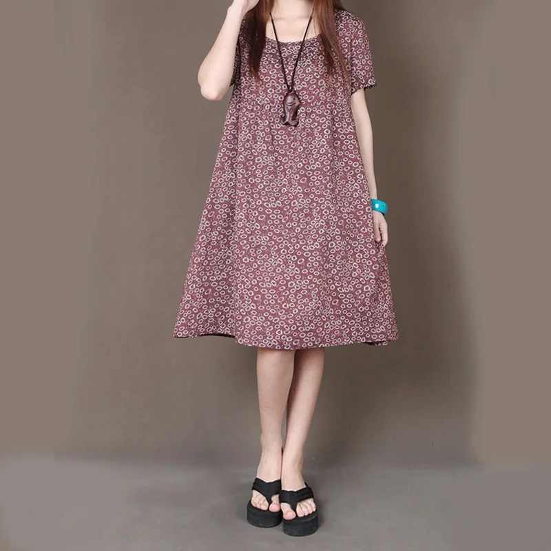 NYFS летнее платье в винтажном стиле Большие Размеры свободные носки с мелким