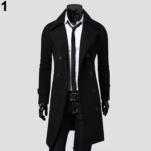 Мужская Повседневная модная осенне зимняя теплая двубортная тонкая длинная