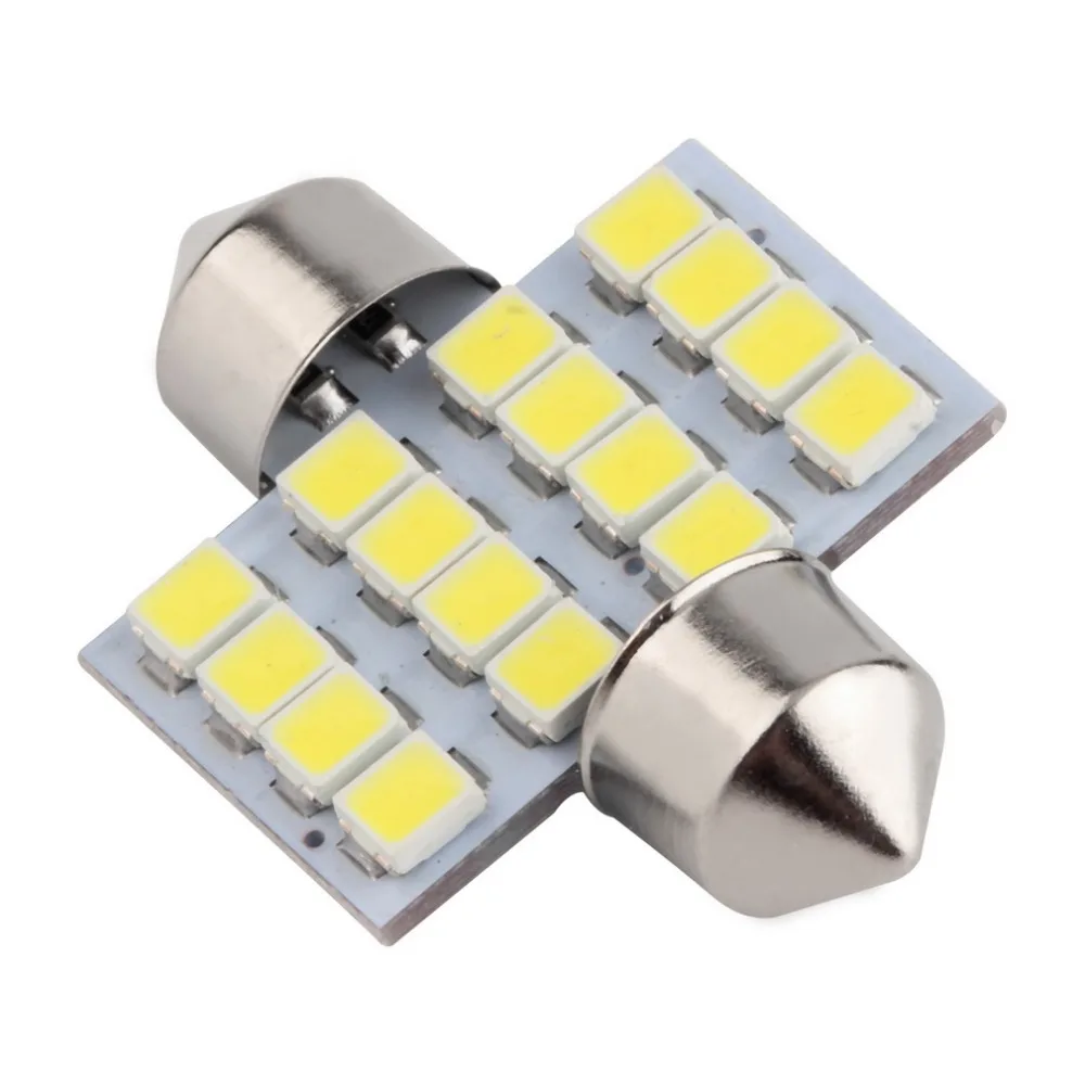 16 SMD СВЕТОДИОДНЫЙ 1210 31 мм автомобиль теплый белый внутренний светильник лампа AC/DC 12 V C5W лампочка габаритов Прямая