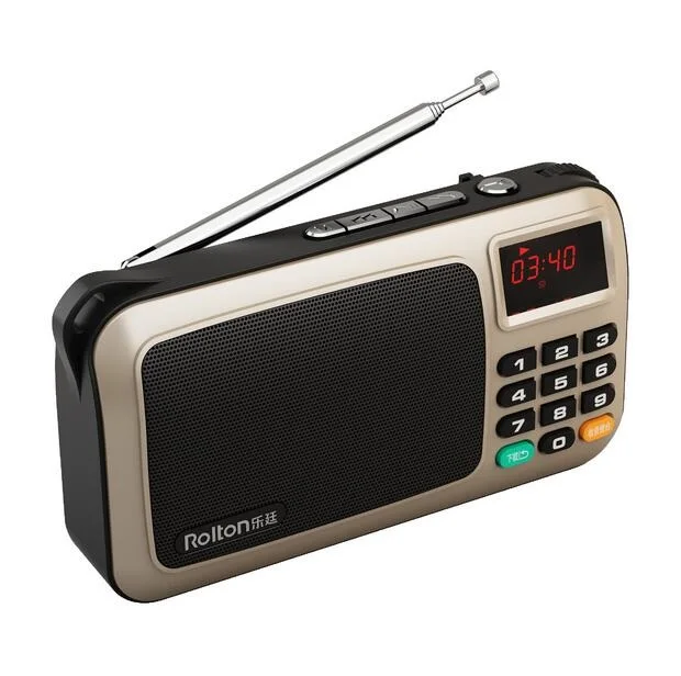 Золотистый Rolton W405 портативный мини динамик музыкальный плеер FM радио TF карта USB карта для ПК iPod Телефон с светодиодный дисплей - Цвет: Золотистый