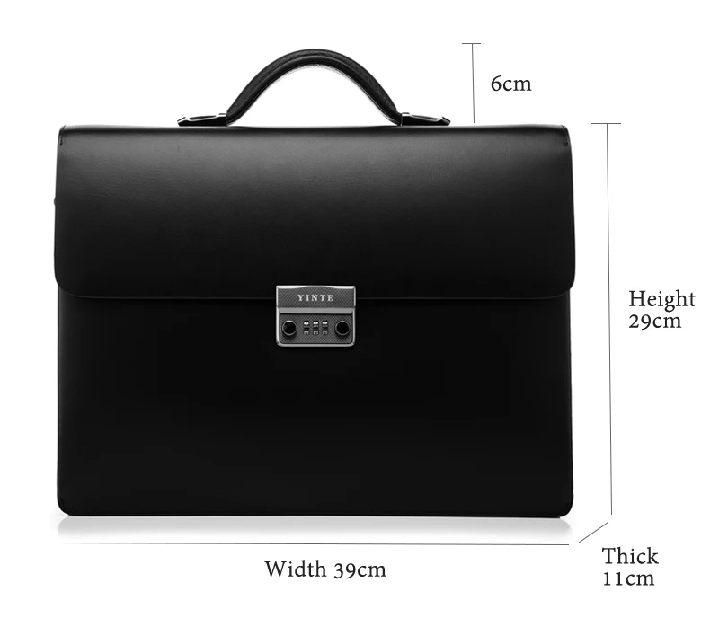 Black Bag YINTE кожаный черный мешок Для Мужчин's Портфели большой и толще дипломат чехол Бизнес сумки через плечо сумка адвоката Для мужчин Мужская T8191-6 - Цвет: Black Bag