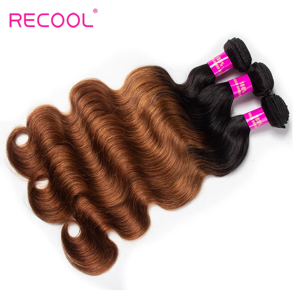 Recool волосы бразильские волосы Weave Связки средства ухода за кожей волна 1B 30 пучки волос "омбре" Remy человеческие волосы 3 Связки