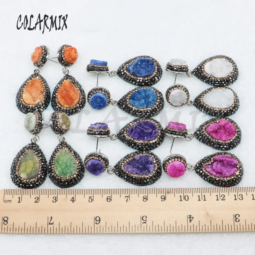 Серьги из искусственного камня модные серьги с друзой Разноцветные подарок для