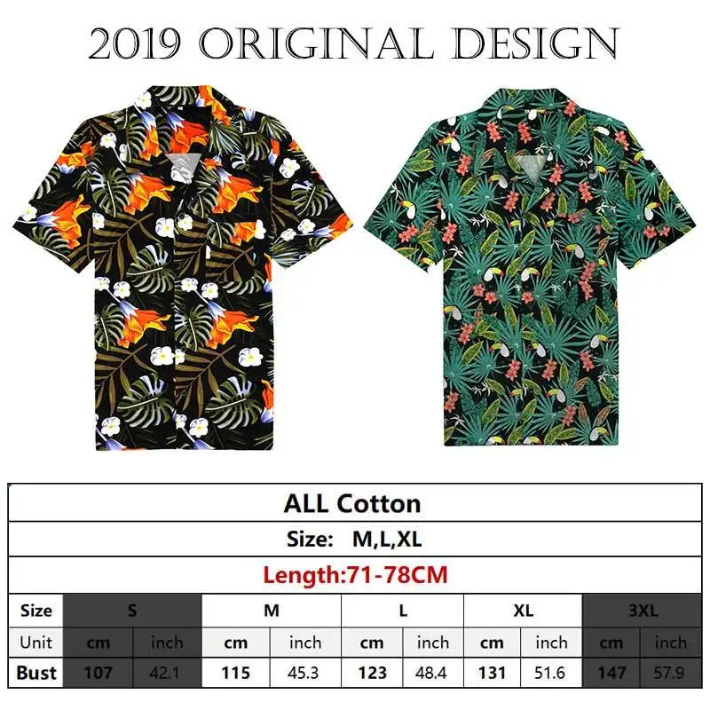 2019 Гавайские рубашки повседневные мужские с цветочным принтом camisa hawaiana ropa de hombre