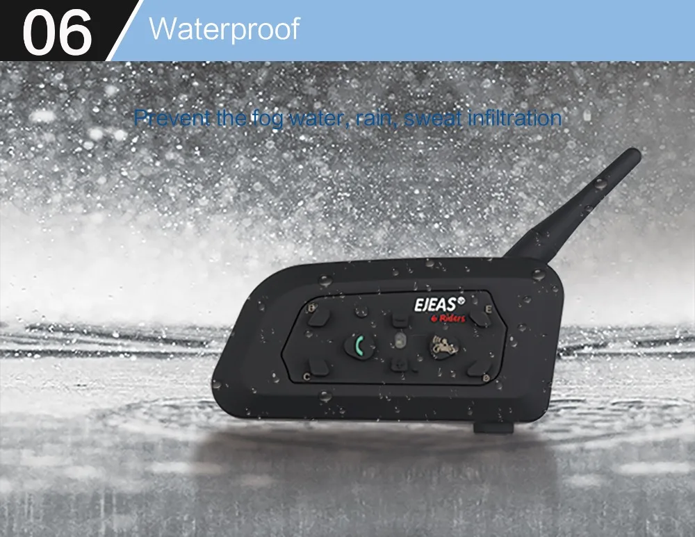 Ejeas 2 шт. 1200 м V6 Pro BT переговорные Мотоцикл bluetooth гарнитура Беспроводной переговорное устройство BT Мульти домофон+ 2 шт. металлический зажим для подарка