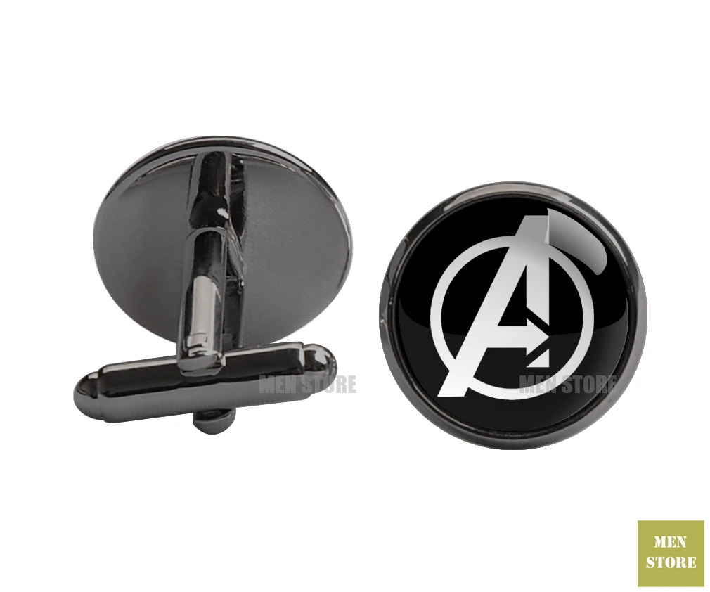 Cufflink-black Мужские жаккардовые галстуки с символами Мстителей, узкие галстуки 2,", 6 см, галстуки для свадебной вечеринки, галстук для жениха, запонки LK034M - Цвет: Cufflink-black