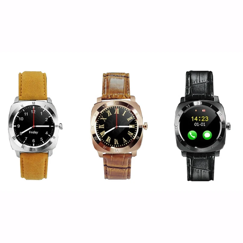 Новинка X3 Смарт часы телефон 2G SIM карта Кожаный ремешок Smartwatch спортивные Шагомер