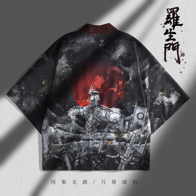 Японский свободный банный халат Rashomon Механическая езда самурая battlefield haori летнее