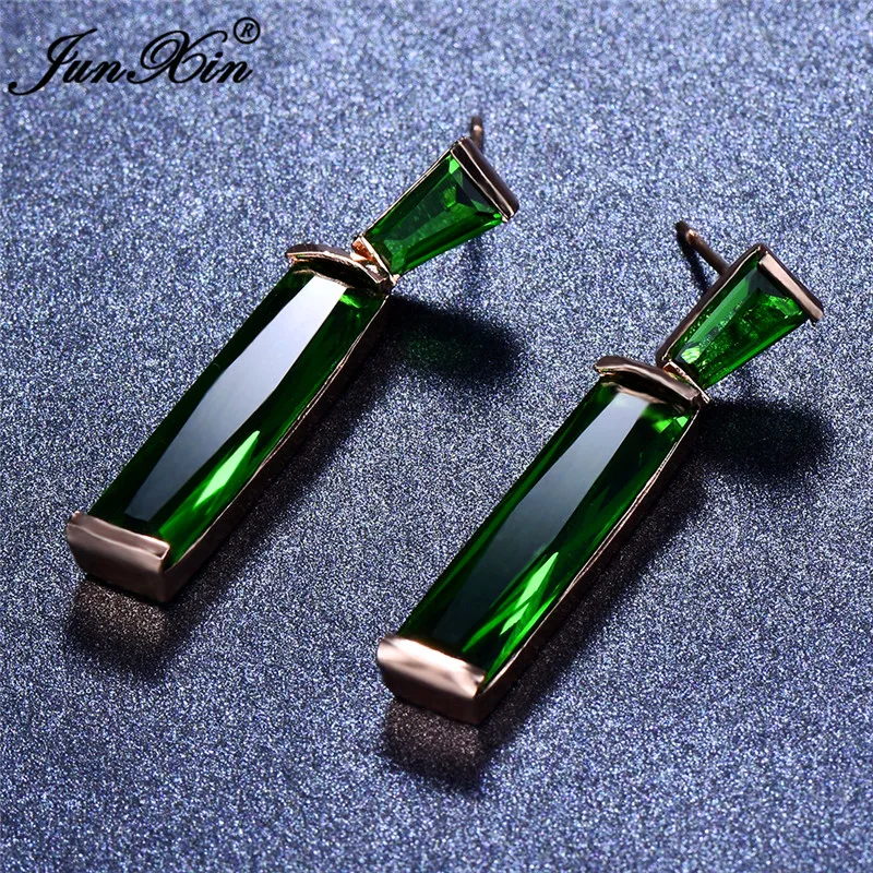 

Cute Female Blue Purple Green Drop Earrings Fashion Rose Gold Color Wedding Earrings For Women Vintage Long Dangle Earrings