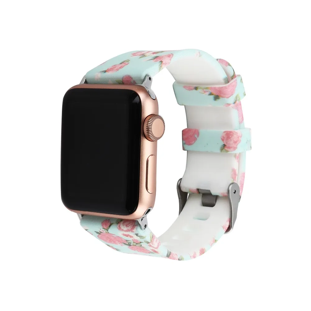 Спортивный ремешок для Apple Watch 42 мм 38 мм Iwatch series 3 2 1 силиконовый браслет печать ремешок для часов+ металлическая пряжка