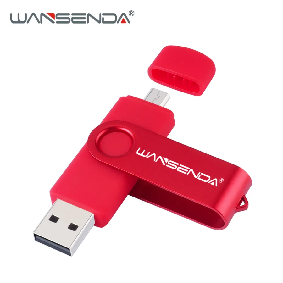 Красный Флеш-накопитель WANSENDA OTG USB 128 Гб 64 Гб Флешка 8 ГБ 16 ГБ 32 ГБ флеш-накопитель 256 ГБ USB флеш-карта памяти для Android/планшетного ПК - Цвет: Красный