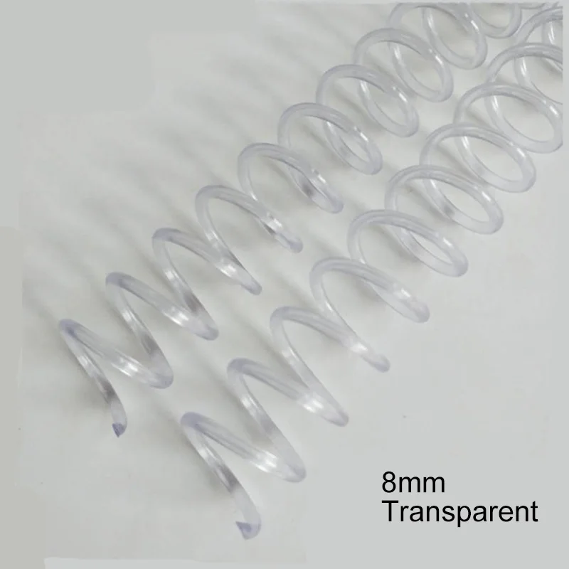 8mm Transparent 10 шт. A4 46 отверстие пластиковая спиральная катушка для болванного блокнота переплет 6 мм 8 мм скоросшиватель зажим катушка ПП весенний удар кольцо офис поставка - Цвет: 8mm Transparent