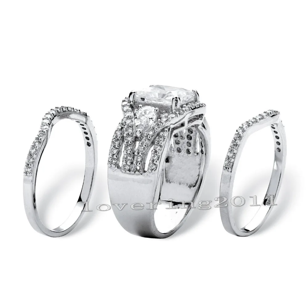 Кольцо и обручальное кольцо с фианитом 7 мм 10 карат размер 5 11|ring set|wedding bandprincess cut |