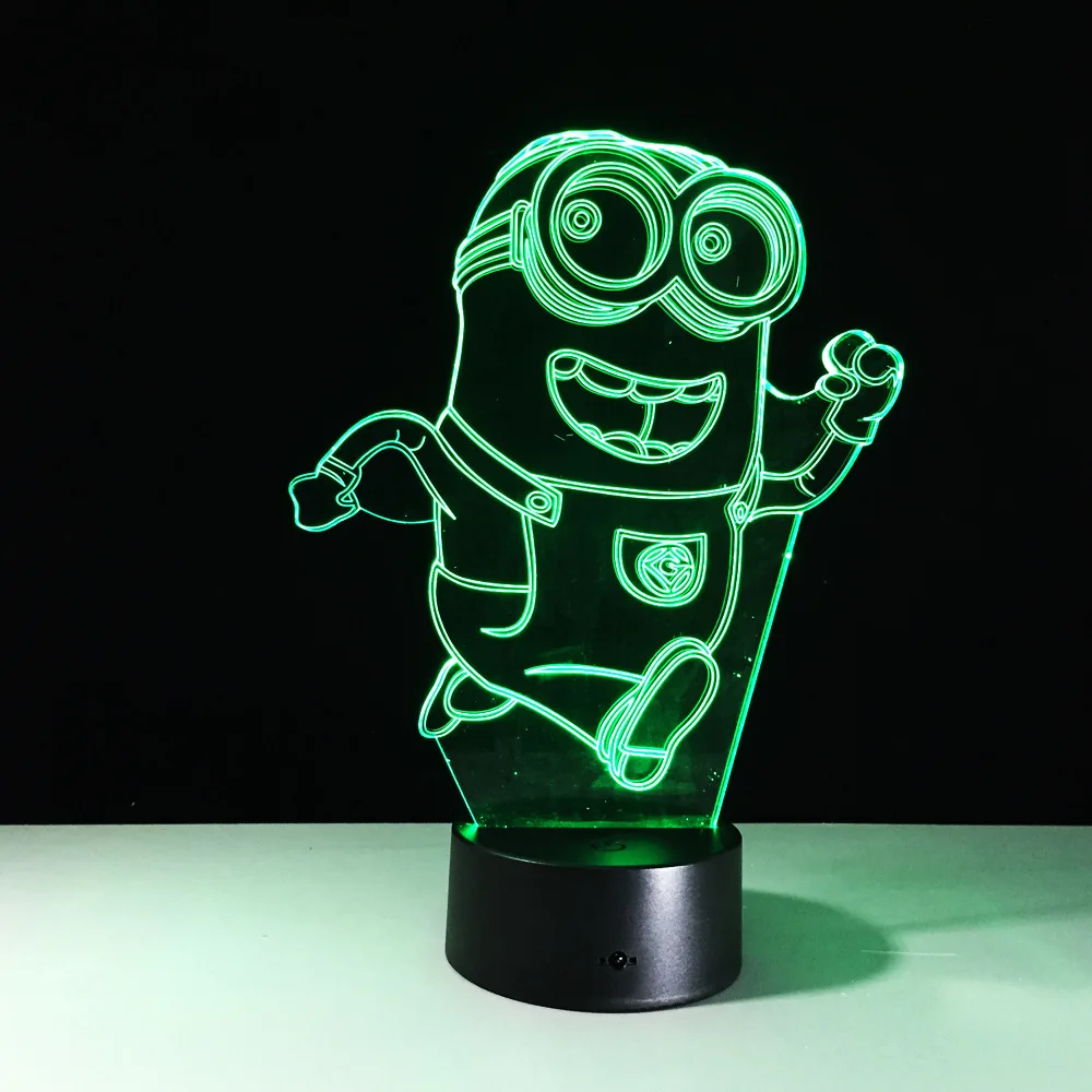 Детский ночник 7 цветов светодиодный светильник Luminaria 3D Minions акриловый для