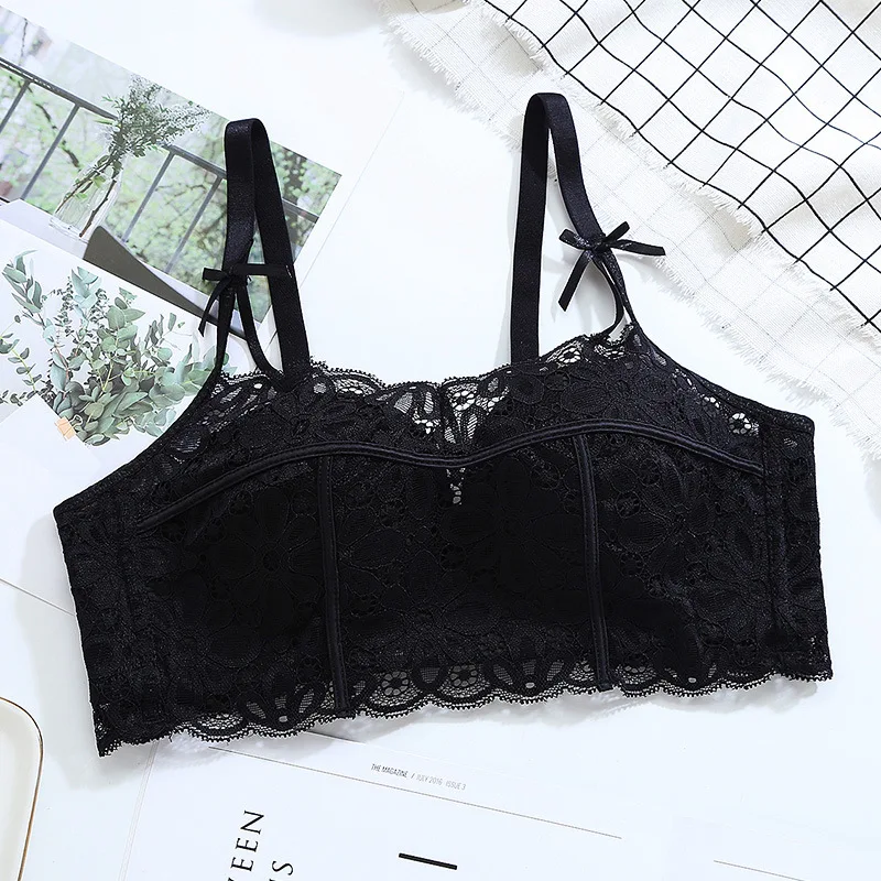 Женский бюстгальтер без косточек кружевной бесшовный на бретельках с