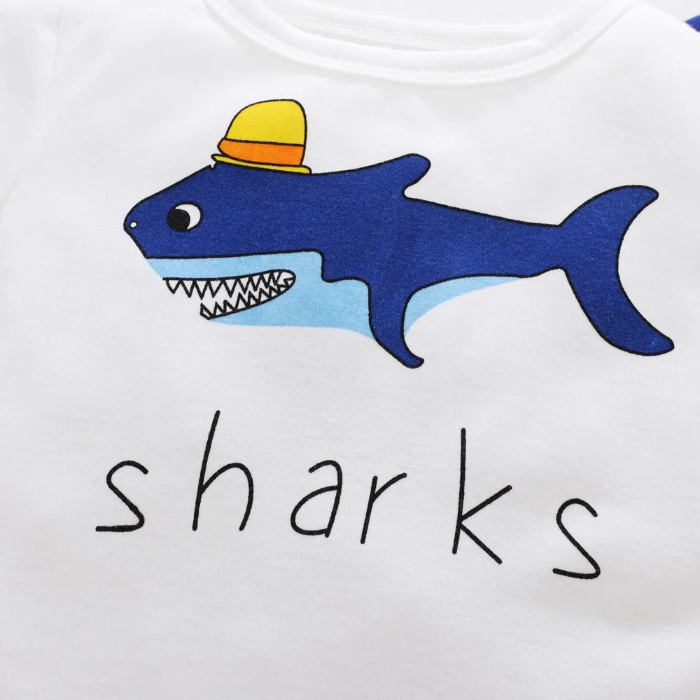 Детская Хлопковая футболка с длинным рукавом принтом акулы | Мать и ребенок