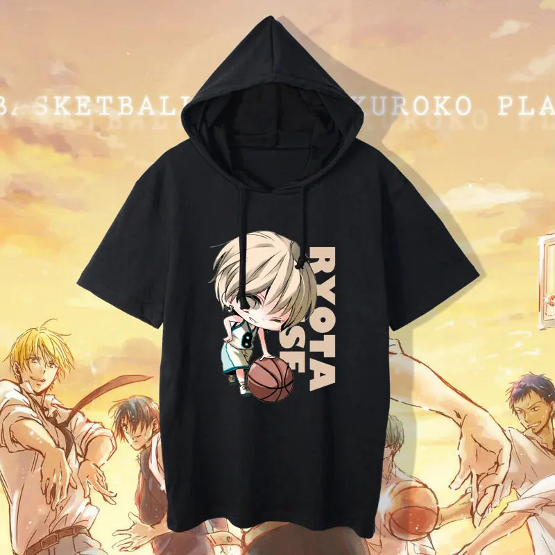 Новая футболка Kuroko no Basket с коротким рукавом, с капюшоном, повседневная Летняя женская и мужская одежда Kuroko's Basket, футболка для косплея, хлопковые футболки Аниме - Цвет: 01