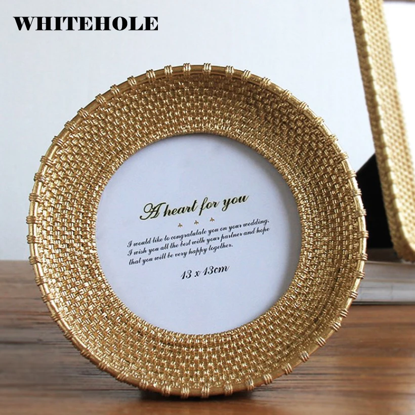 Классическая Роскошная фоторамка из смолы Золотая с эллипсом круглая квадратная